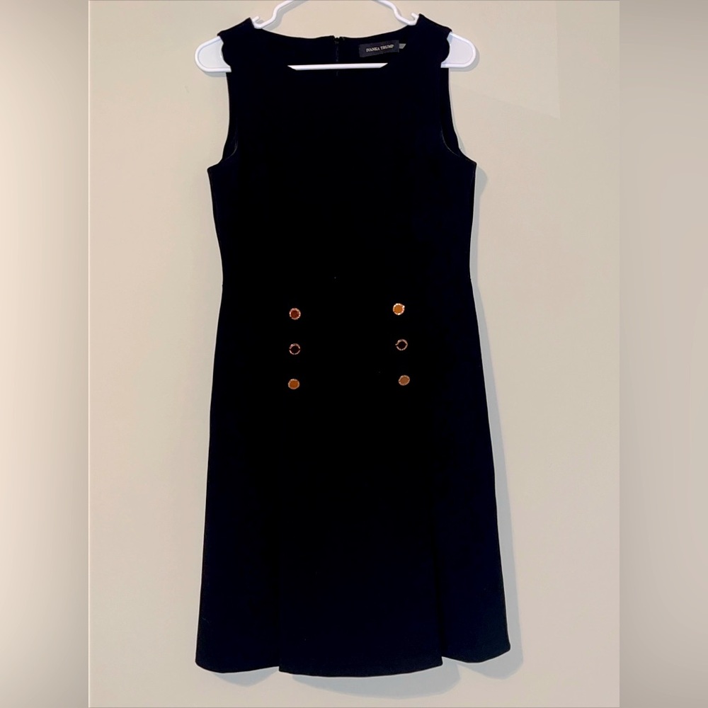 IVANKA TRUMP LADIES BLACK BRONZE BUTTONS A-LINE DRESS SZ 8 COCKTAIL FORMAL WORK